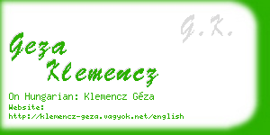 geza klemencz business card