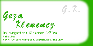 geza klemencz business card